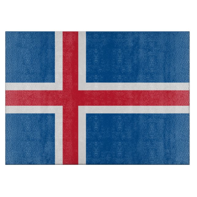 Glasskärskivor med Flagga av Island (Framsidan)