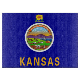 Glasskärskivor med Flagga av Kansas, USA