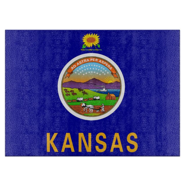 Glasskärskivor med Flagga av Kansas, USA (Framsidan)