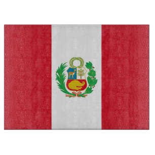 Glasskärskivor med Flagga av Peru