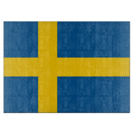 Glasskärskivor med Flagga av Sverige