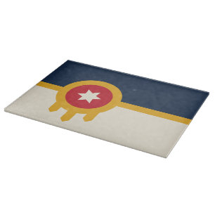 Glasskärskivor med Flagga av Tulsa, Oklahoma