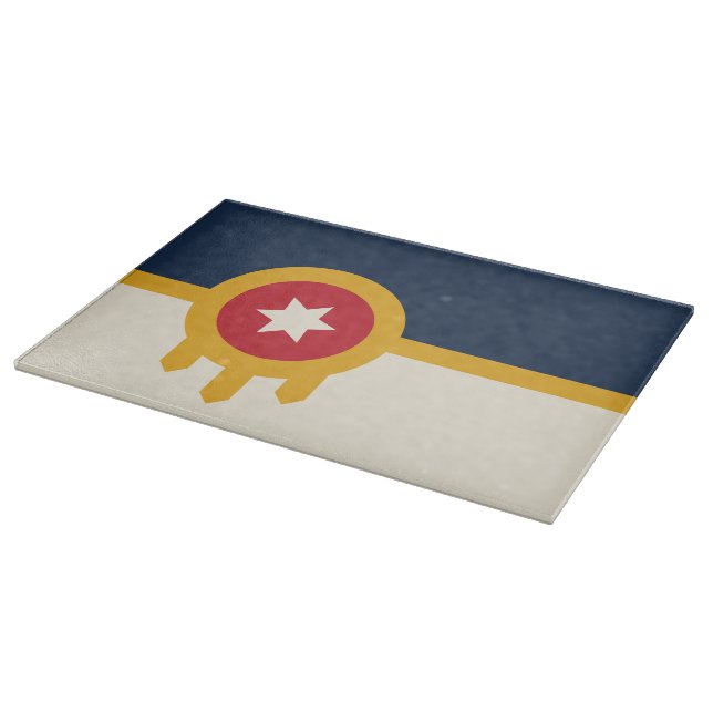 Glasskärskivor med Flagga av Tulsa, Oklahoma (Hörn)