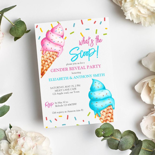 Glasskasse vad är scoop könsbestämmande fest inbjudningar (what's the scoop ice cream gender reveal invitation template instant download ice cream sprinkles)