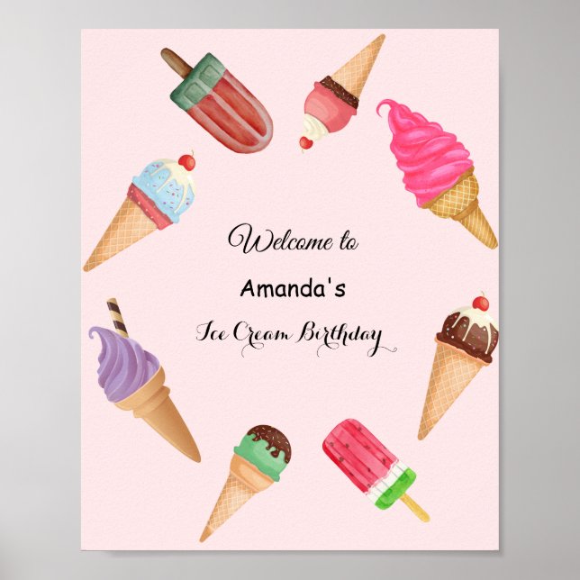 Glasskoner Popsicles Födelsedag  Poster (Framsidan)