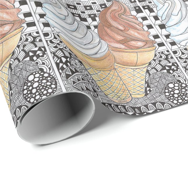 Glasskotte som slår in papper presentpapper (Rullad Hörn)