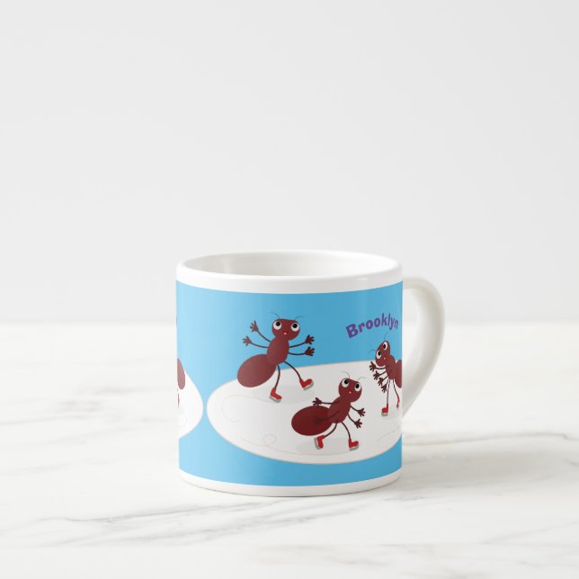Glasskridskor, lycklig tecknad espressomugg (Framsida höger)