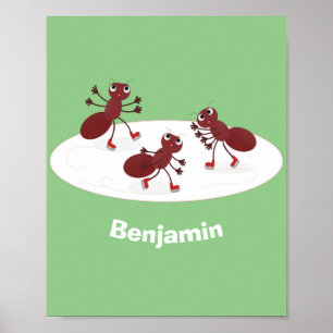 Glasskridskor, lycklig tecknad poster