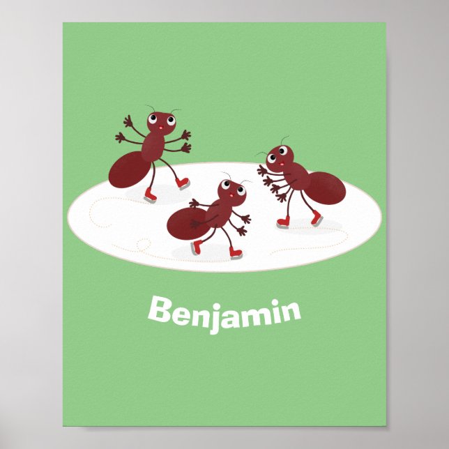 Glasskridskor, lycklig tecknad poster (Framsidan)