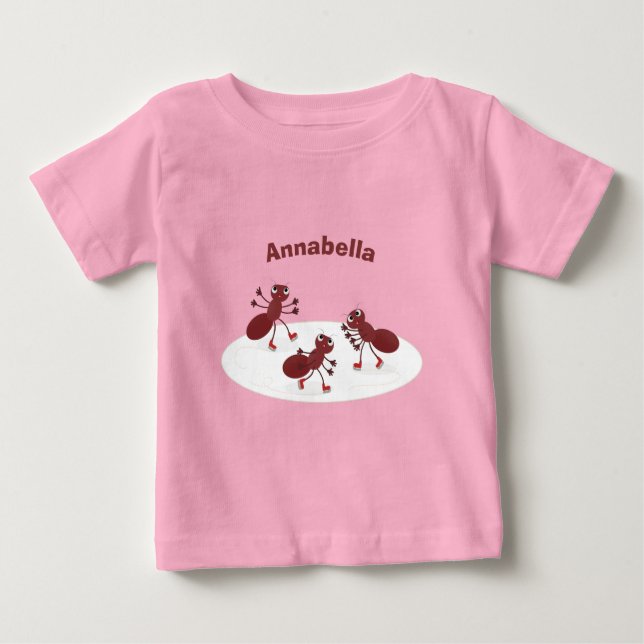 Glasskridskor, lycklig tecknad t shirt (Framsida)
