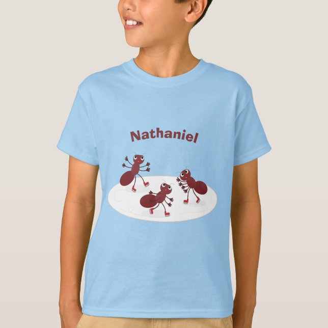 Glasskridskor, lycklig tecknad t shirt (Framsida)