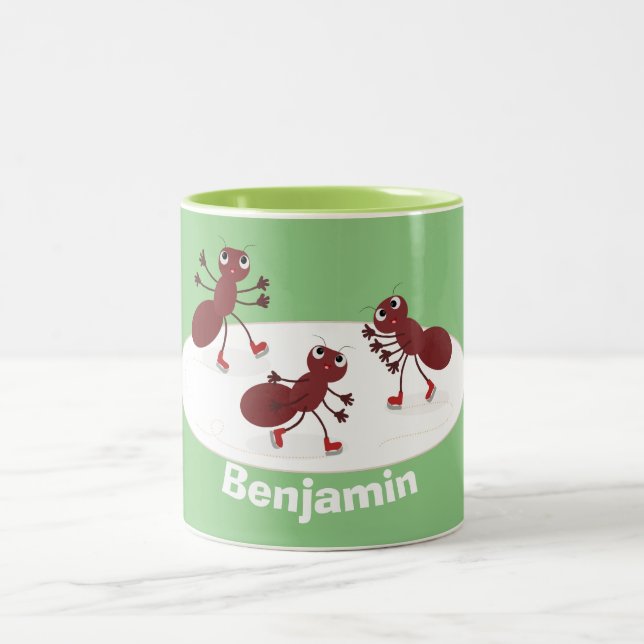 Glasskridskor, lycklig tecknad Två-Tonad mugg (Center)