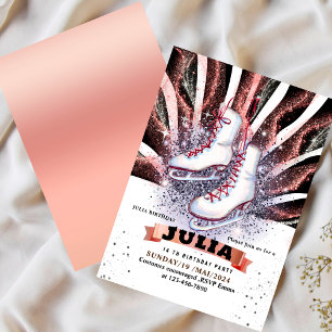 Glasskridskor med glansig rosa silver svart inbjudningar