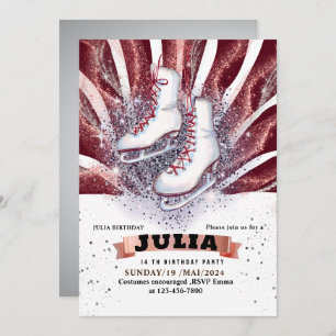 Glasskridskor med glansigt brunt silver inbjudningar