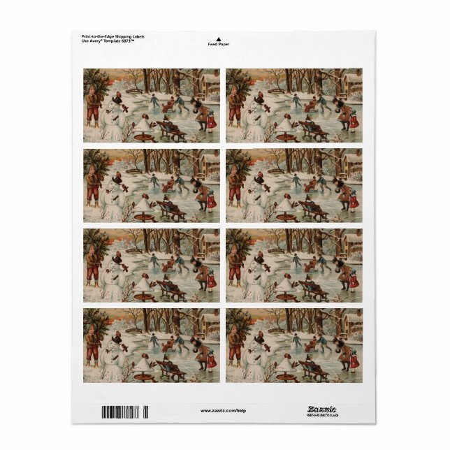 Glasskridskor på julscen fraktsedel (Helt Ark)