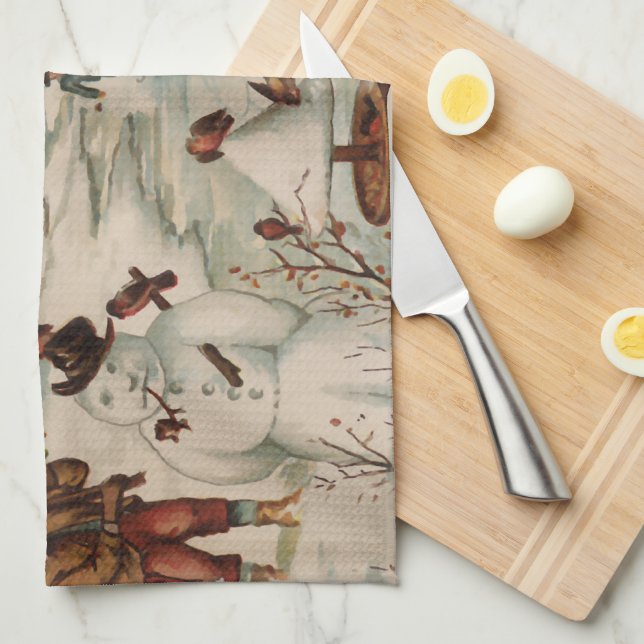 Glasskridskor på julscen kökshandduk (Vikt i Fjärdedel)