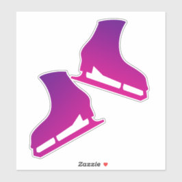 Glasskridskor par figur lila rosa klistermärken