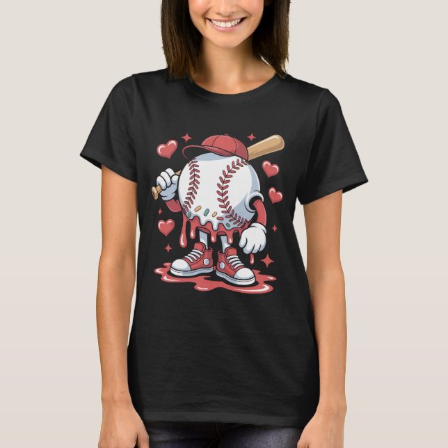 Glasskula Baseball Drip Smälter Karaktär Konst Is  T Shirt (Framsida)