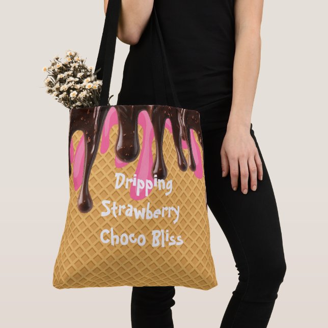 Glasskula, Rinnande Jordgubb Choco Bliss, Tygkasse (Närbild)