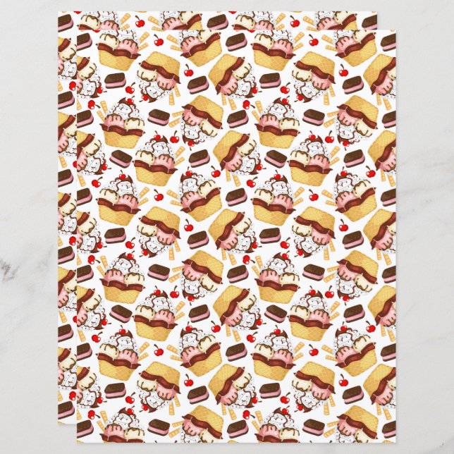 Glasspapper med glass-sundae-tema (Fram/baksida)