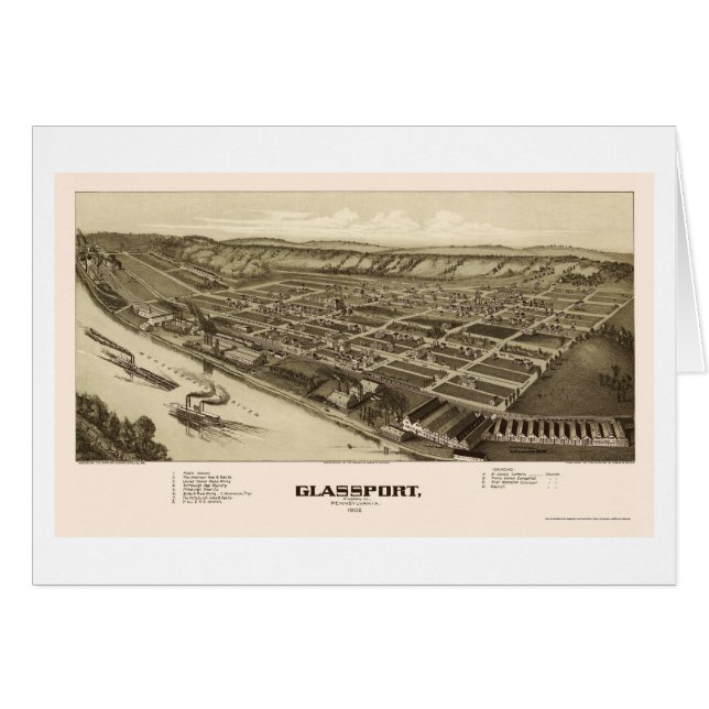 Glassport panorama- karta för PA - 1902 Hälsningskort (Framsidan Horizontal)
