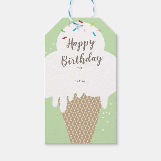 Glassskript Grattis på födelsedagen Presentetikett (Framsidan)