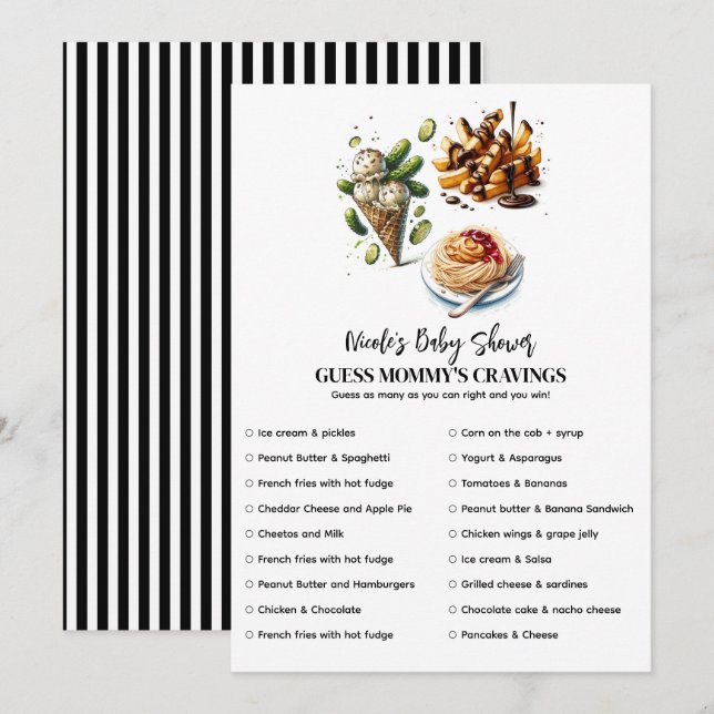 Glassstårta & Silltugg Baby Shower Lek  Inbjudningar (Fram/baksida)