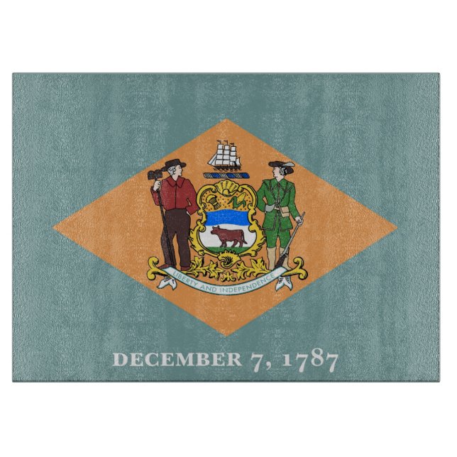 Glasstyckningsanläggning med Flagga Delaware, USA (Framsidan)