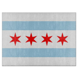 Glasstyckningsanläggning med Flagga of Chicago, US