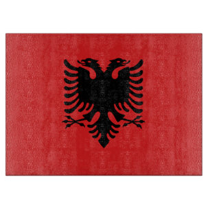 Glasstyckningsbord med Flagga av Albanien