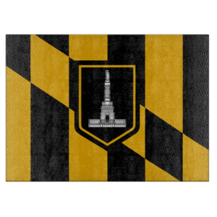 Glasstyckningsbord med Flagga av Baltimore City