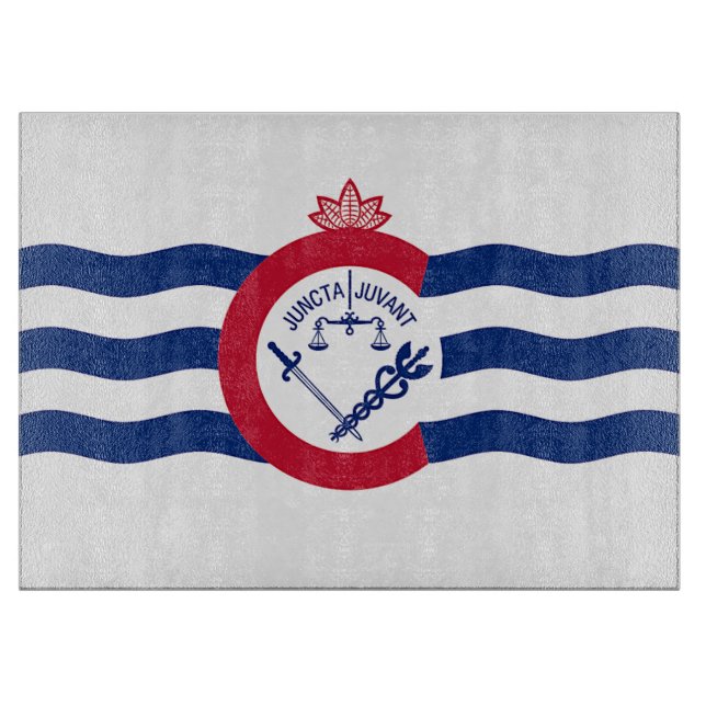 Glasstyckningsbord med Flagga av Cincinnati City (Framsidan)