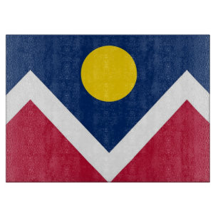 Glasstyckningsbord med Flagga av Denver City