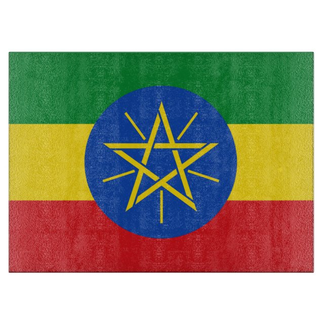 Glasstyckningsbord med Flagga av Etiopien (Framsidan)