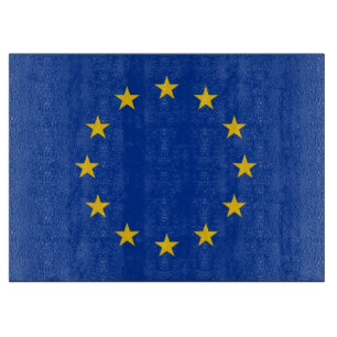 Glasstyckningsbord med Flagga av Europeiska unione