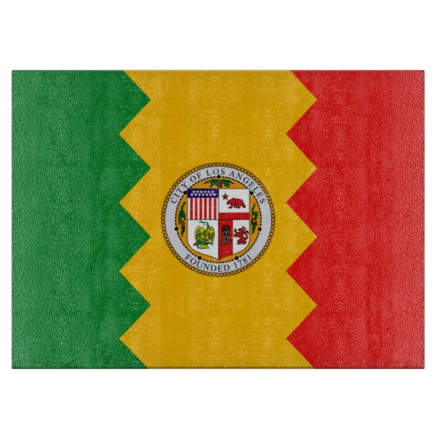 Glasstyckningsbord med Flagga av Los Angeles, USA (Framsidan)