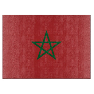 Glasstyckningsbord med Flagga av Marocko