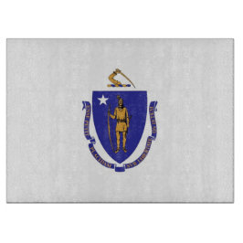 Glasstyckningsbord med Flagga av Massachusetts USA