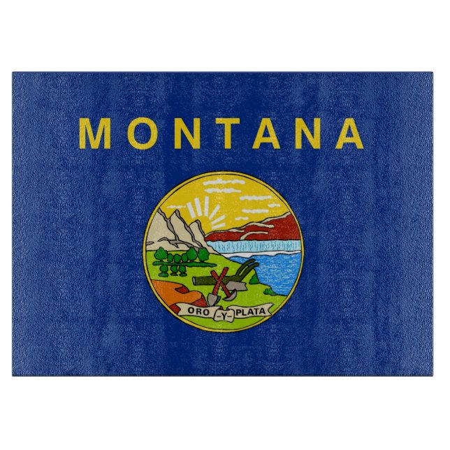 Glasstyckningsbord med Flagga av Montana USA (Framsidan)