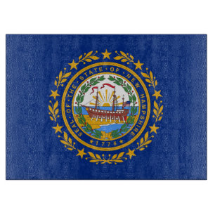 Glasstyckningsbord med Flagga av New Hampshire USA