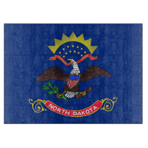 Glasstyckningsbord med Flagga av North Dakota
