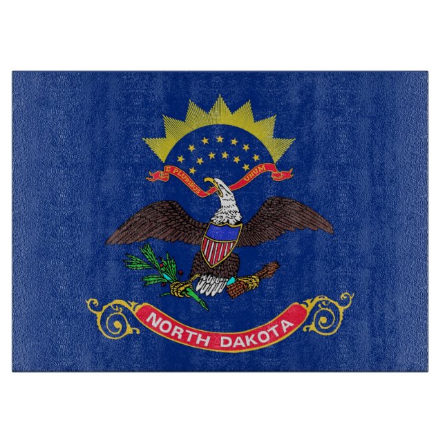 Glasstyckningsbord med Flagga av North Dakota (Framsidan)