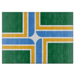 Glasstyckningsbord med Flagga av Portland City