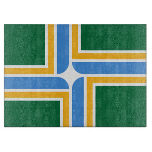 Glasstyckningsbord med Flagga av Portland City