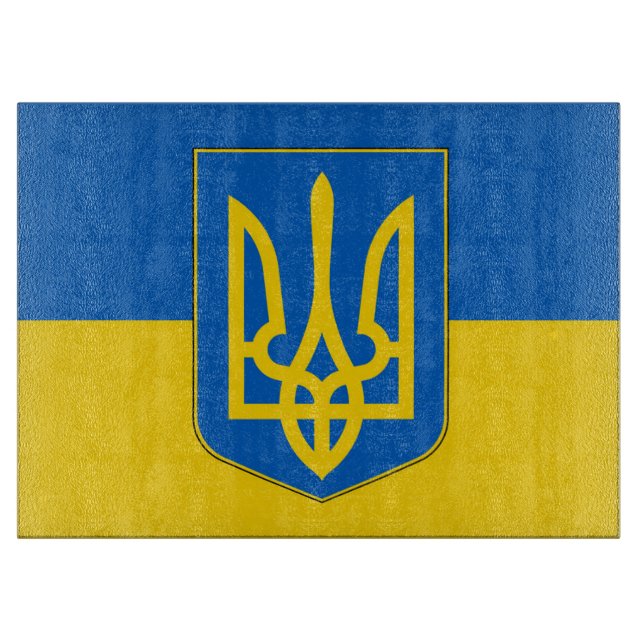 Glasstyckningsbord med Flagga av Ukraina (Framsidan)