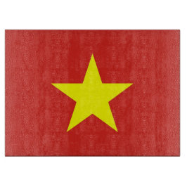 Glasstyckningsbord med Flagga av Vietnam
