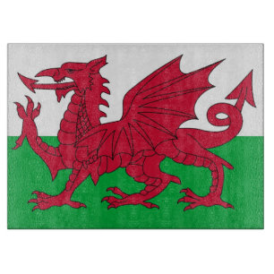 Glasstyckningsbord med Flagga av Wales