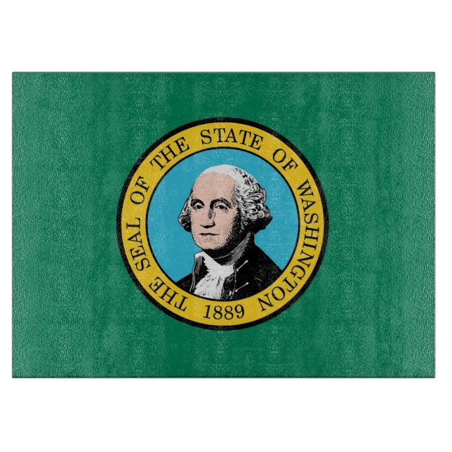 Glasstyckningsbord med Flagga av Washington, USA (Framsidan)