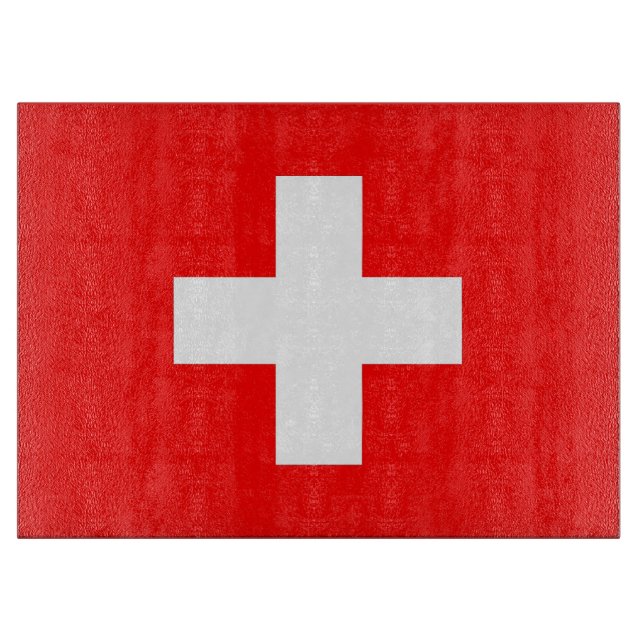 Glasstyckningsbord med Flagga från Schweiz (Framsidan)