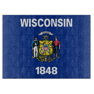 Glasstyckningsbrädor med Flagga av Wisconsin USA
